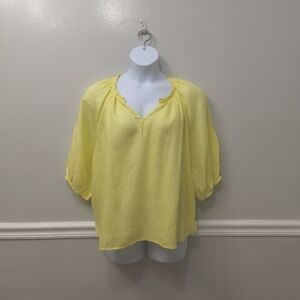 J.Jill Pure Jill Lot Of Two Linen Tunic Top Yellow White L Closet Staple Career